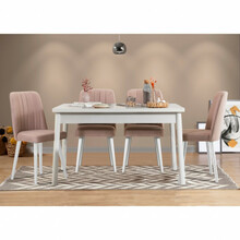 Söögitoa komplekt Kalune Design Costa 0900 - 1 B, 5-osaline, valge/roosa