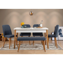Söögitoakomplekt Kalune Design Santiago 1048 - 2 AB, 6-osaline, mänd/tumesinine