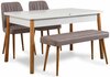 Söögitoa komplekt Kalune Design Santiago 0701, 4-osaline, valge/hall/mänd