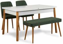 Söögitoa komplekt Kalune Design Santiago 1070, 4-osaline, valge/roheline/mänd
