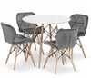 Söögitoa komplekt Leobert Todi Lago, 5-osaline, ümmargune laud 80 cm, valge/hall