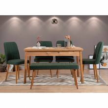 Söögitoa komplekt Kalune Design Costa 1070 - 2 A, 6-osaline, roheline/mänd