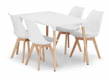 Söögitoakomplekt Leobert Adria 120x80 cm laud + 4 tooli Mark, valge