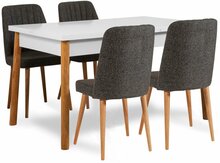 Söögitoa komplekt Kalune Design Santiago 1053 - 1 AB, 5-osaline, valge/mänd/antratsiit
