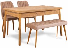 Söögitoakomplekt Kalune Design Costa 0900 - 3 A, 4-osaline, roosa/mänd/pruun