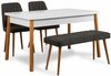 Söögitoakomplekt Kalune Design Costa 1053, 4-osaline, valge/mänd/antratsiit