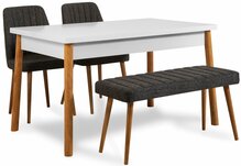 Söögitoakomplekt Kalune Design Costa 1053, 4-osaline, valge/mänd/antratsiit