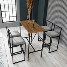 Söögitoa komplekt Kalune Design Nordic, 5-osaline, must/pähkel/helehall