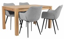 Söögitoakomplekt Home4you Chicago New, 4 tooliga, täispuit/MDF, pruun/hall
