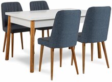 Söögitoa komplekt Kalune Design Santiago 1048 - 1 AB, 5-osaline, valge/mänd/tumesinine
