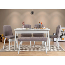 Söögitoa komplekt Kalune Design Costa 0701 - 2 B, 6-osaline, valge/hall