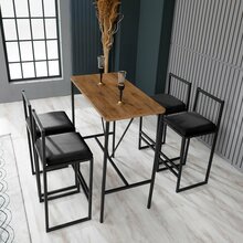 Söögitoakomplekt Kalune Design Nordic, 5-osaline, must/pähkel