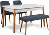 Söögitoa komplekt Kalune Design Costa 1048, 4-osaline, valge/mänd/tumesinine