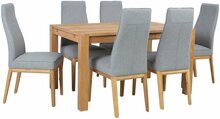 Söögitoakomplekt Home4you Chicago New, laud 140 x 90 x 76 cm, 6 tooli, hall/tamm