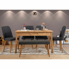 Söögitoa komplekt Kalune Design Santiago 1053 - 2 A, mänd/antratsiit, 6-osaline