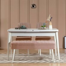 Söögitoa komplekt Kalune Design Vina 0900-3, valge/roosa