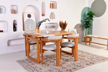 Söögitoakomplekt Kalune Design Cheri, 5-osaline, kreemikas/tamm