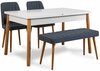 Söögitoa komplekt Kalune Design Santiago 1048 - 3 AB, 4-osaline, valge/mänd/tumesinine