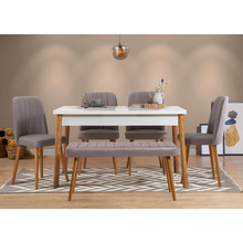Söögitoakomplekt Kalune Design Costa 0701 - 2 AB, 6-osaline, valge/hall/mänd