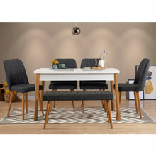 Söögitoa komplekt Kalune Design Costa 1053 - 2 AB, 6-osaline, valge/mänd/antratsiit