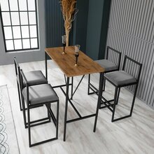 Söögitoa komplekt Kalune Design Nordic, 5-osaline, must/hall/pähkel