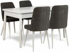 Söögitoakomplekt Kalune Design Santiago 1053, 120 x 77 x 75 cm, 5 tk, valge/antratsiit