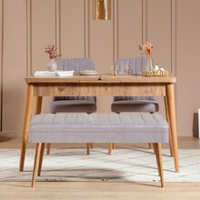 Söögitoa komplekt Kalune Design Vina 3, 4-osaline, 129 x 80 cm, hall/pruun