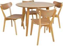 Söögitoakomplekt Home4you Roxby, 5-osaline, ümmargune laud, 4 tooli, tamm/pruun