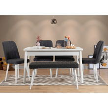 Söögitoakomplekt Kalune Design Costa 1053 - 2 B, 6-osaline, valge/antratsiit