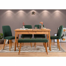 Söögitoa komplekt Kalune Design Santiago 1070 - 2 A, 6-osaline, roheline/mänd