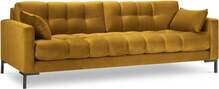 Diivan Micadoni Home Mamaia 4S, 217 x 92 x 75 cm, Bluvel 68, kollane/must