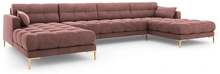 Diivan Micadoni Home Mamaia Velvet Panoramic, 383 x 185 x 75 cm, akaatsia/roosa