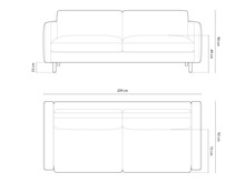 Diivan Micadoni Home Eden, 209 x 92 x 90 cm, 4-kohaline, meekarva