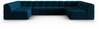 Nurgadiivan Micadoni Home Kendal Velvet Panoramic, 372 x 203 x 79 cm, U-kujuline, 7-kohaline, tumesinine