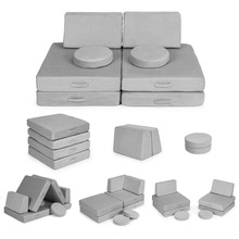 Moduldiivan Ecotoys, 56 x 51 x 25 cm, hall, 8 pehmet patja