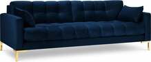Diivan Micadoni Home Mamaia 4S, 217 x 92 x 75 cm, Bluvel 86, tumesinine, kuldsete jalgadega