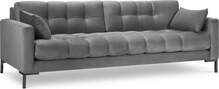 Diivan Micadoni Home Mamaia 4S, 217 x 92 x 75 cm, velvet, helehall/must