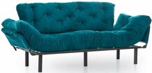 Diivanvoodi Nitta Triple, 49 x 227 x 75 cm, roheline, raam: 100 prots. metall, kangas: polüester