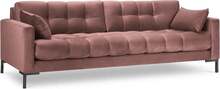 Diivan Micadoni Home Mamaia 4S, 217 x 92 x 75 cm, Bluvel 52, roosa/must