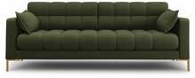Diivan Micadoni Home Mamaia 4-kohaline, 217 x 92 x 75 cm, kuldsete jalgadega, Neve 39, roheline