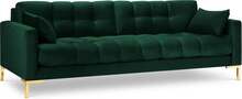 Diivan Micadoni Home Mamaia 4S, 217 x 92 x 75 cm, Bluvel 78, tumeroheline, kuldsed jalad