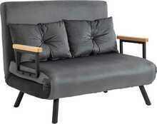 Diivanvoodi Homcom, 102 x 73 x 81 cm, tumehall, sametist seljapatjadega