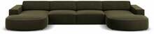 Nurgadiivan Micadoni Home Jodie Velvet Rounded Panoramic, 364 x 166 x 70 cm, 6 istekohta, roheline