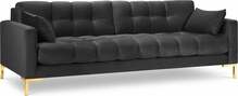 Diivan Micadoni Home Mamaia 4S, 217 x 92 x 75 cm, Bluvel 18, tumehall, kuldsete jalgadega