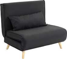 Sofa-voodi Homcom, 2-in-1, kokkupandav tugitool reguleeritava seljatoega, kuni 350 kg, must