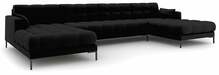 Diivan Micadoni Home Mamaia Panoramic, U-kujuline, must, 383 x 185 x 75 cm