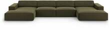Diivan Micadoni Home Jodie Velvet Panoramic, 364 x 166 x 70 cm, 6 istekohta, roheline
