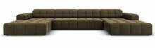 Diivan Micadoni Home Jennifer Velvet, 364 x 166 x 70 cm, U-kujuline, roheline
