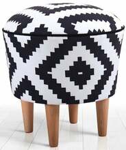 Puf Hanah Home Luiz, 42 x 42 x 42 cm, valge/must