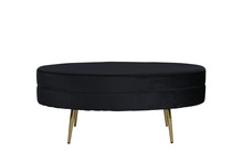 Puf Ottomani Venture Home Otto, 100 x 40 x 41 cm, must samet, messing